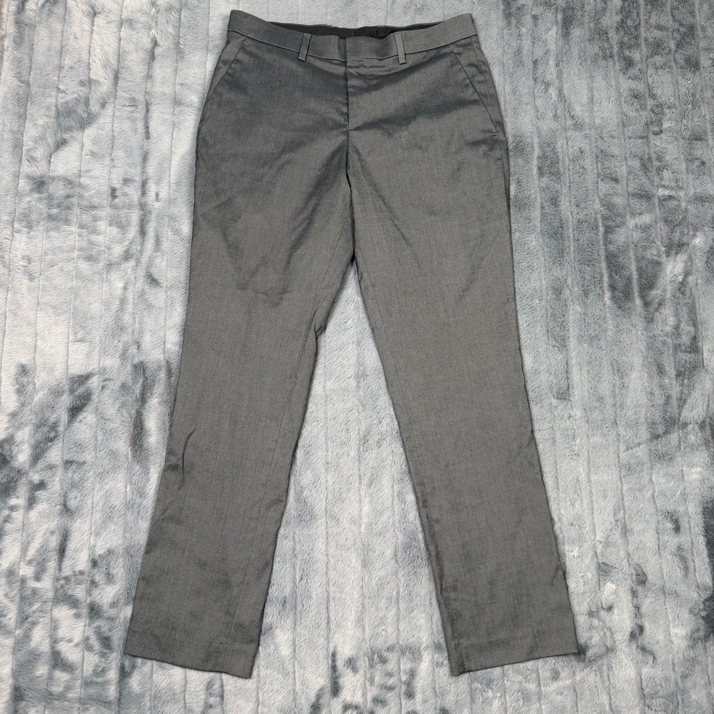 Express Slim Fit Dress Pants Mens 29x30 Charcoal Gray Stretch Wool Blend Trouser